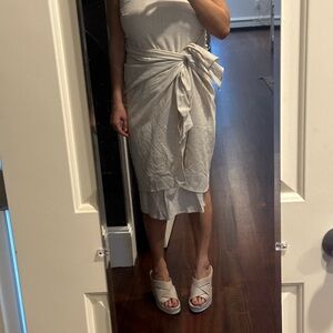 Bobbles and Lace Small Oatmeal colored Wrap dress. NWT never worn